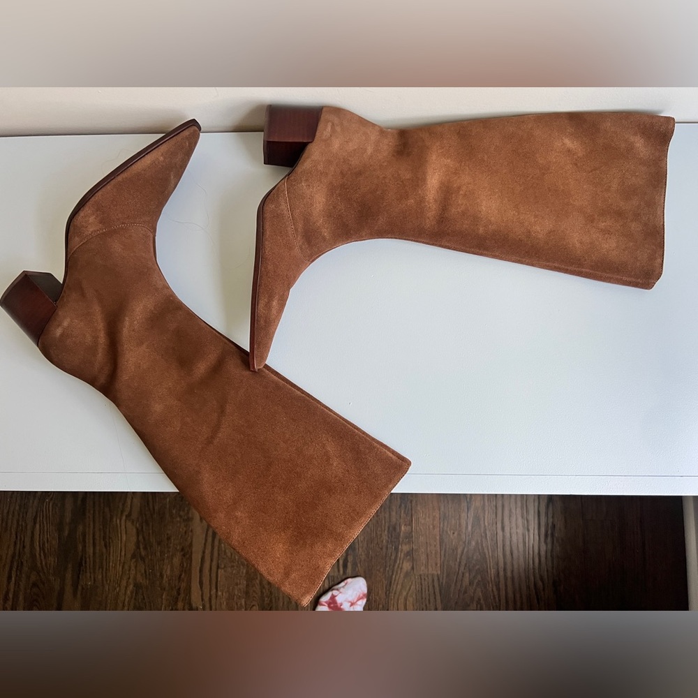 SCHUTZ Raffaela Up Mid Suede Tall Knee Boot. BRAND NEW w tags 7.5 Pecan Brown